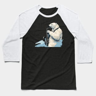 Polar Bear Playing Saxophone Baseball T-Shirt